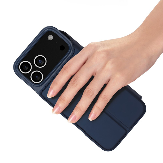 Etui Dux Ducis do iPhone 17 Pro Max, Skin Pro, z klapką, z miejscem na kartę, granatowe