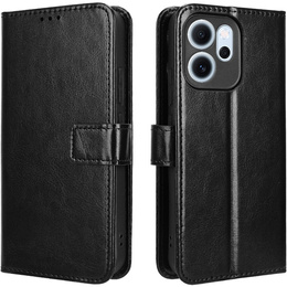Etui z klapką do Oppo Reno 14 F / 14 FS, Crazy Horse Wallet, czarne