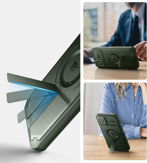 Etui Dexnor MagSafe do iPhone 16 Plus magnetyczne z przesuwaną osłoną aparatu – zielone