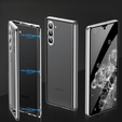 Etui do Samsung Galaxy S23, Magnetic Dual Glass, srebrne