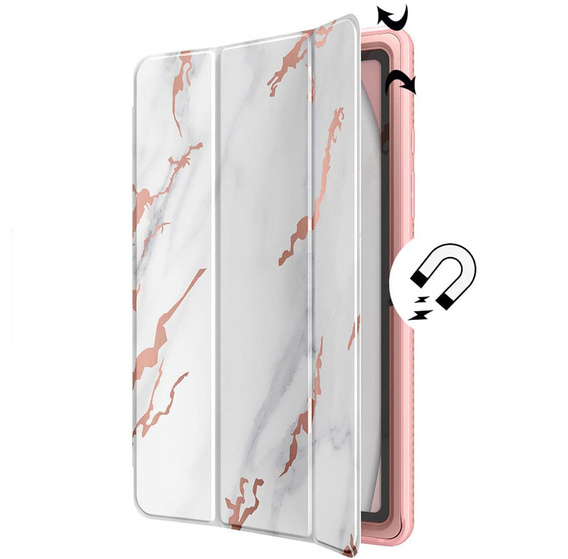 Etui do Samsung Galaxy Tab A7, Suritch Full Body Basic Marble, różowe