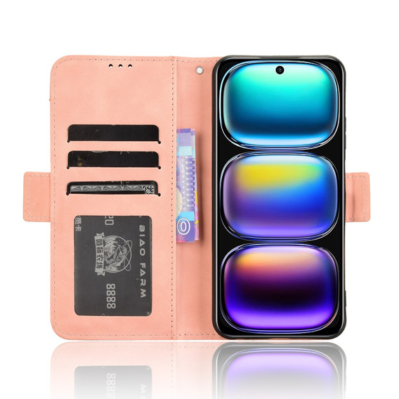 Etui z klapką do Infinix Hot 50i 4G, Card Slot, różowe