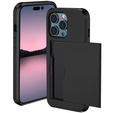Etui do iPhone 15 Pro, Sliding Card Holder, czarne