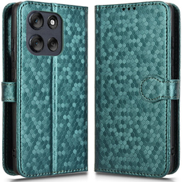 Etui z klapką do Motorola Moto G56 5G, Wallet Rhombus, zielone