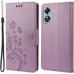 Etui z klapką do Oppo A17, Butterfly, fioletowe
