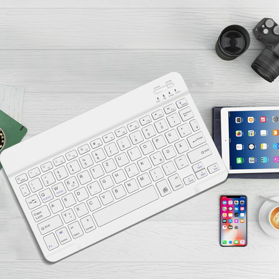 Mini klawiatura bezprzewodowa Bluetooth do tabletu, biała