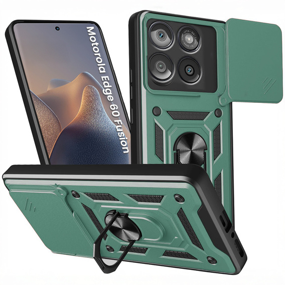 Etui pancerne do Motorola Edge 60 / 60 Fusion, CamShield Slide, zielone