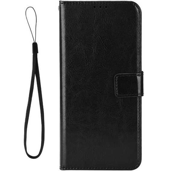 Etui z klapką do OnePlus 15R, Crazy Horse Wallet, czarne