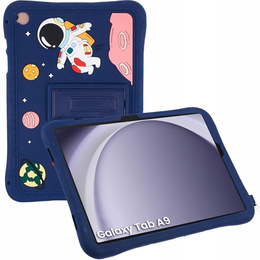 Etui silikonowe dla dzieci do Samsung Galaxy Tab A9 T220 X110 / X117, z podstawką, Astronauta, Granatowe