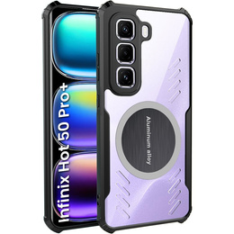 Etui do Infinix Hot 50 Pro+ 4G, z blaszką magnetyczne, przezroczyste / czarne