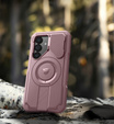 Etui pancerne do Samsung Galaxy S25, Dexnor CamProtect MagSafe, różowe (Dwie ramki)