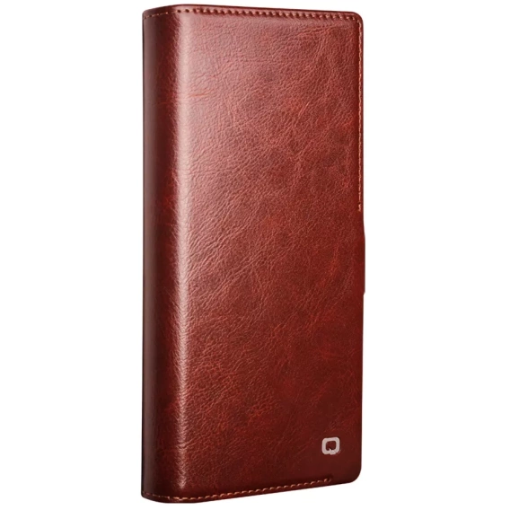 Etui z klapką do Samsung Galaxy S25 Ultra, QIALINO Leather Wallet, ciemnobrązowe