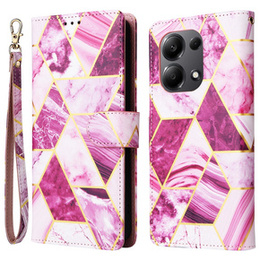 Etui z klapką do Xiaomi Redmi Note 13 Pro 4G / Xiaomi Redmi Note 14S / Xiaomi Poco M6 Pro 4G, Wallet, Marble fioletowe