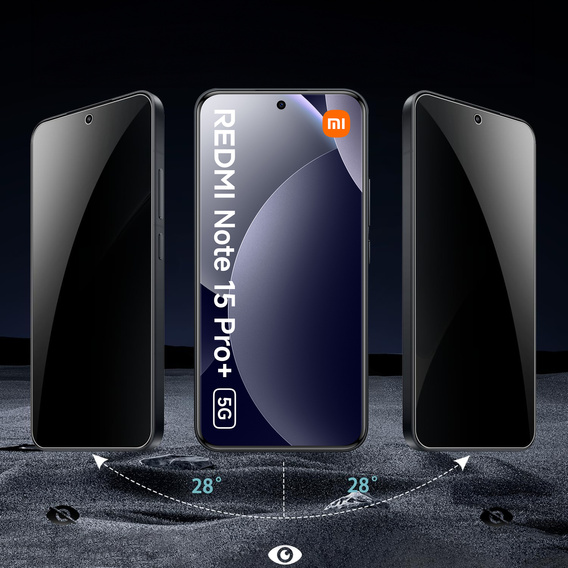 2x Szkło Prywatyzujące do Xiaomi Redmi Note 15 Pro Plus 5G / Poco M8 Pro 5G, ERBORD Anti-Spy Hartowane