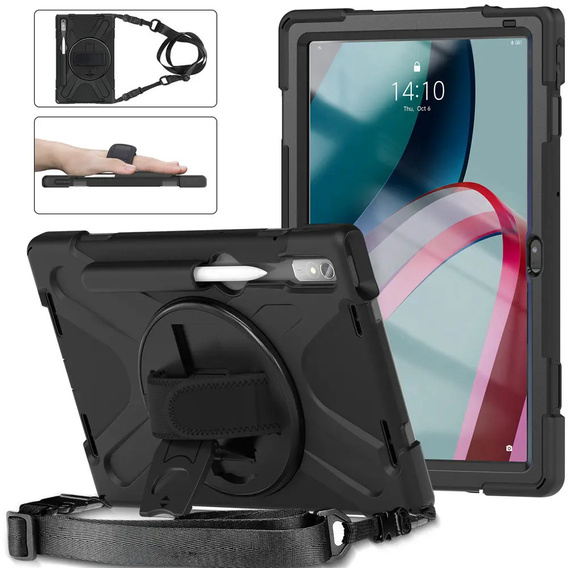 Etui pancerne do Lenovo Tab P11 Pro Gen 2 TB132FU TB132XU 11.2", ochronne 360 z miejscem na rysik, Czarne