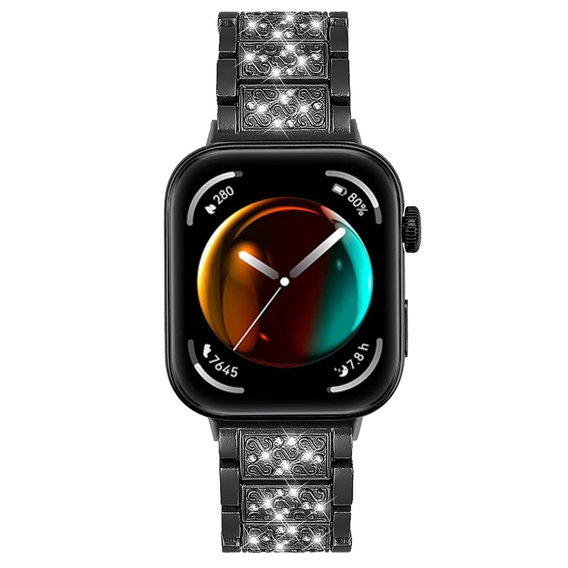Bransoleta z Diamentami do Huawei Watch Fit 4 / 4 Pro / 3, Czarna