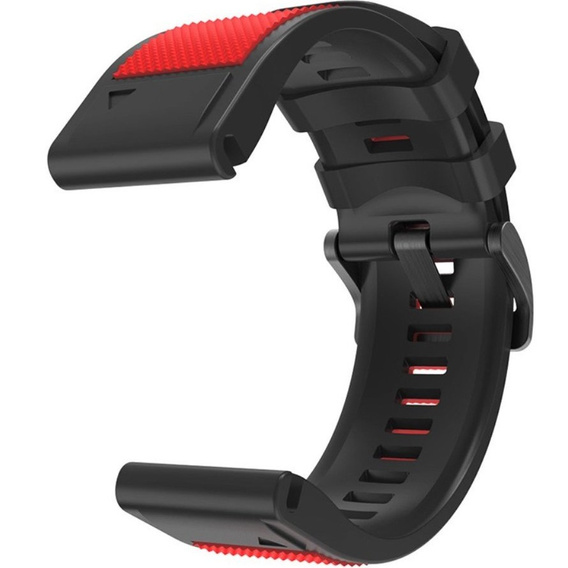 Pasek Silikonowy do Garmin Fenix 5X/6X/7X, Czerwony / Czarny