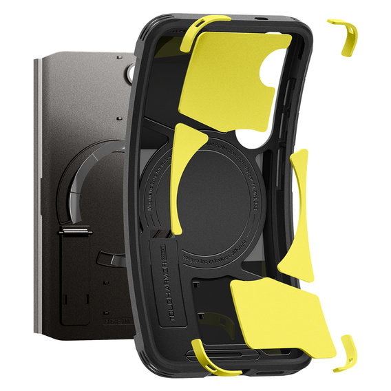 Etui Spigen do Samsung Galaxy S25+ Plus, Tough Armor Mag MagSafe, szare + Szkło Hartowane 9H