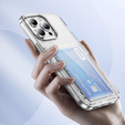 Etui do iPhone 16 Pro, Card Holder Kickstand, przezroczyste