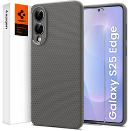 Etui Spigen do Samsung Galaxy S25 Edge, Liquid Air, szare + Szkło Hartowane 9H