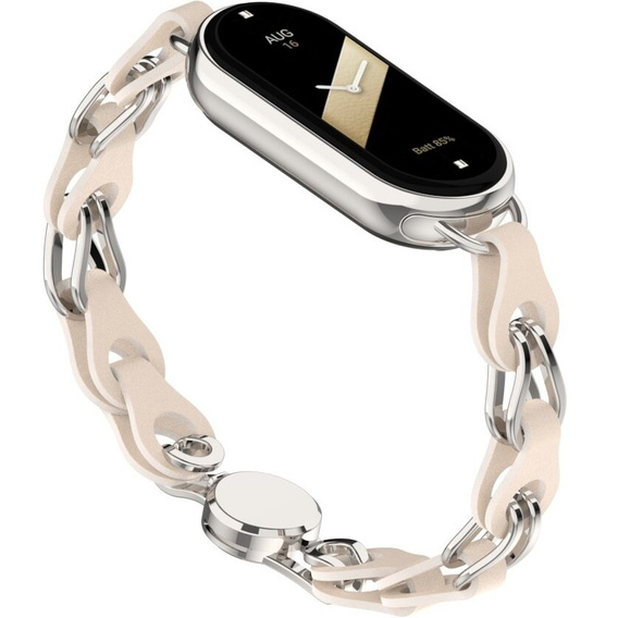 Kobieca bransoleta do Xiaomi Smart Band 10 / 9 / 8, beżowa / srebrna