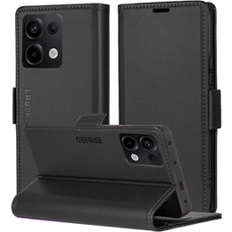Etui do Xiaomi Redmi Note 13 Pro 4G / Xiaomi Redmi Note 14S / Xiaomi Poco M6 Pro 4G, ERBORD Glossy Litchi, portfel z klapką, czarne