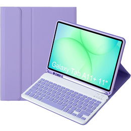 Etui z klawiaturą do Samsung Galaxy Tab A11+, Leather Pen Slot, fioletowe