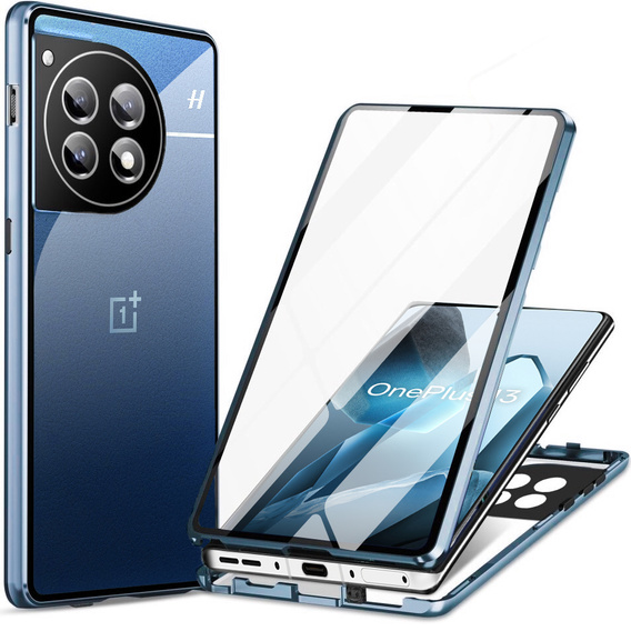 Etui do OnePlus 13, Magnetic Dual Glass, niebieskie