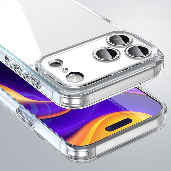 Etui do iPhone 17 Pro Max, silikonowe z twardym tyłem, przezroczyste