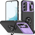 Etui do Samsung Galaxy S23, Camera Slide Ring, czarne / fioletowe