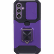 Etui pancerne do Samsung Galaxy S23 FE, Camera Slide Card Slot, fioletowe + szkło 9H