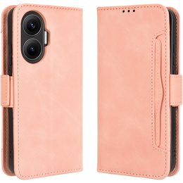 Etui z klapką do Xiaomi Poco F7, Card Slot, różowe