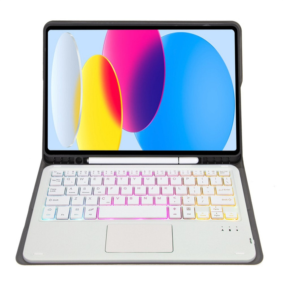 Etui z podświetlaną klawiaturą bluetooth touchpad do iPad 11" 2025 A16 (11 gen.) / iPad 10.9" 2022 (10 gen.), złote