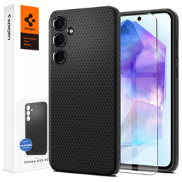 Etui Spigen do Samsung Galaxy A55 5G, Liquid Air, czarne + Szkło Hartowane 9H