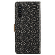 Etui z klapką do Samsung Galaxy A25 5G, Wallet Pocket Zipper Lace, czarne