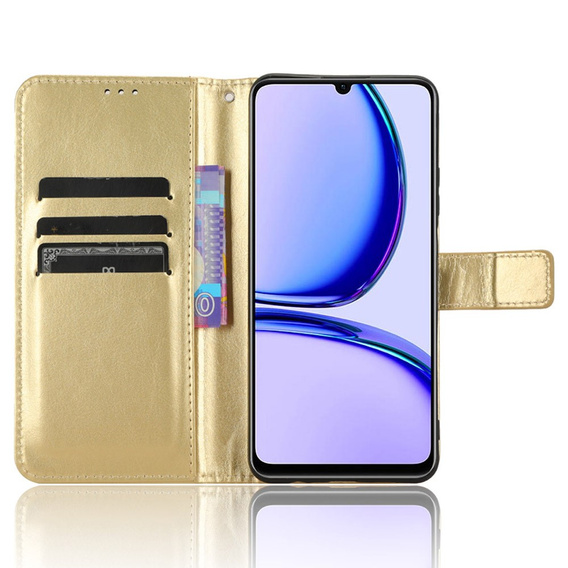 Etui z klapką do Realme Note 50, Crazy Horse Wallet, złote