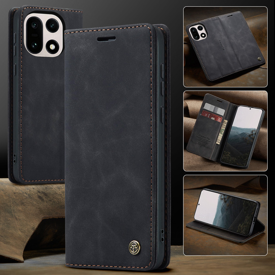 Etui CASEME do OnePlus 15, Leather Wallet Case, czarne