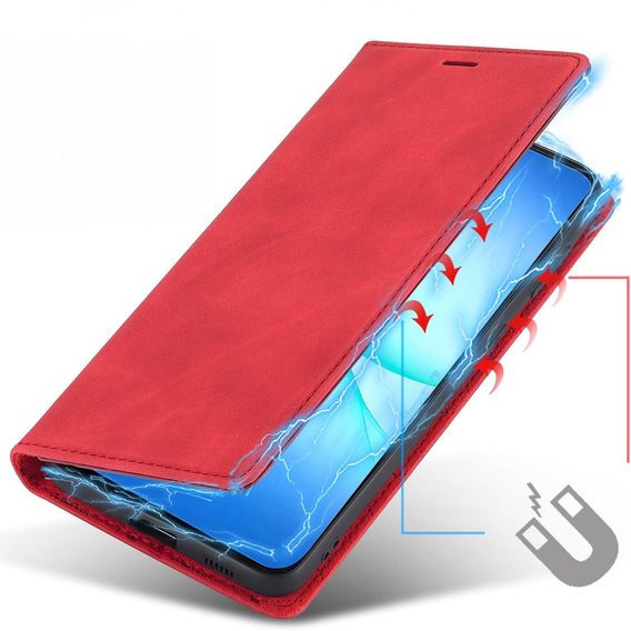 Etui z klapką do Samsung Galaxy A17 5G, Smart Suede - czerwone