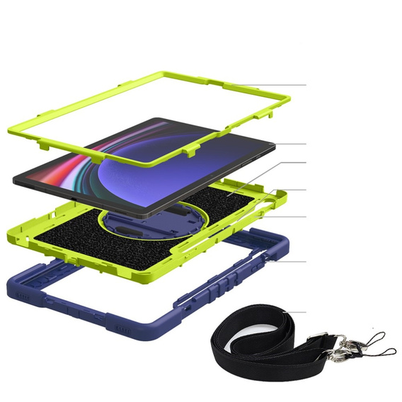 Etui do Samsung Galaxy Tab S9+, Pancerne Ochronne, Niebieskie / Żółte