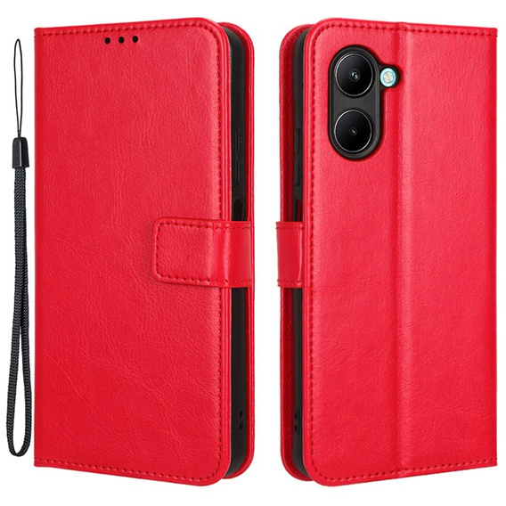 Etui z klapką do Realme C33, Crazy Horse Wallet, czerwone