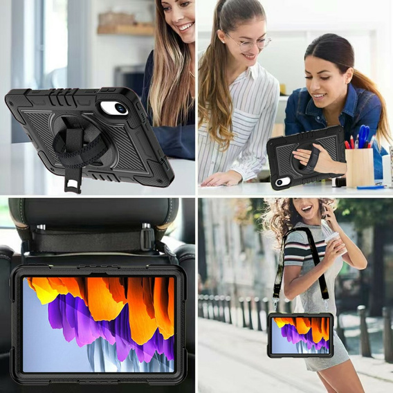 Pancerne etui do Xiaomi Redmi Pad 2, z podstawką i paskiem na ramię – czarne