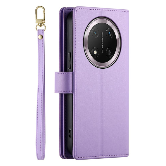 Etui z klapką do Honor Magic 7 Lite, Wallet Zipper Pocket, fioletowe