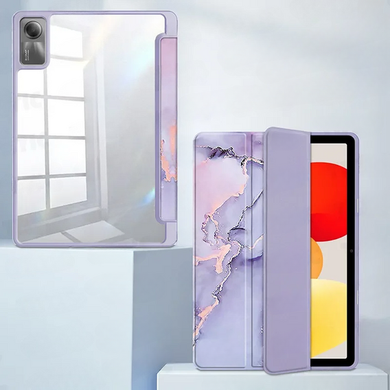 Stylowe etui do Xiaomi Redmi Pad SE 11" – Smartcase Hybrid Marble fioletowe