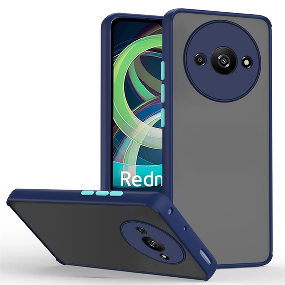 Etui silikonowe do Xiaomi Redmi A3, z ochroną aparatu, przezroczyste / niebieskie