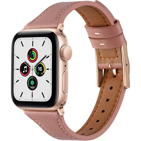 Pasek Skórzany do Apple Watch 1/2/3/4/5/6/7/8/9/10/SE 38/40/41/42mm, Ciemnoróżowy
