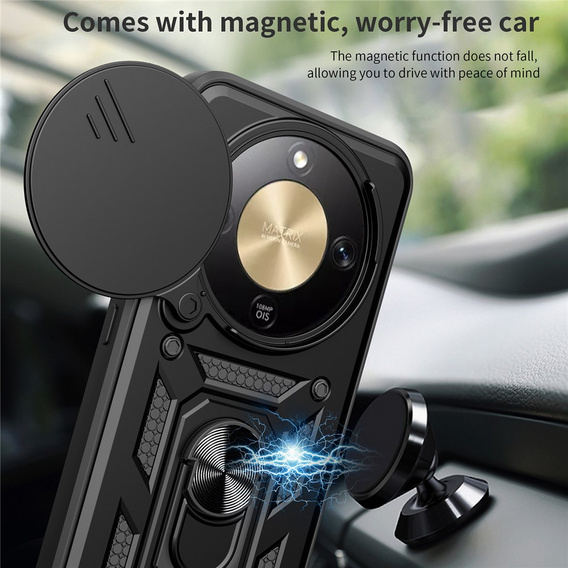 Etui pancerne do Honor Magic 8 Lite, CamShield Slide, czarne