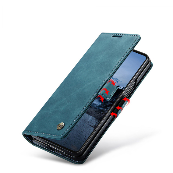 Etui CASEME do Samsung Galaxy Z Fold7 5G, Leather Wallet Case, niebieskie