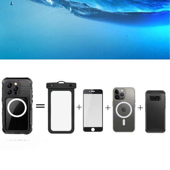 Etui Wodoszczelne IP68 do iPhone 16 Pro, SHELLBOX MagSafe, do pływania
