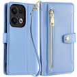 Etui z klapką do Oppo Reno 13 Pro, Wallet Zipper Pocket, niebieskie
