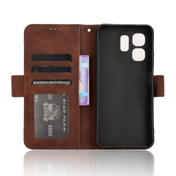 Etui z klapką do Infinix Hot 50i 4G, Card Slot, brązowe